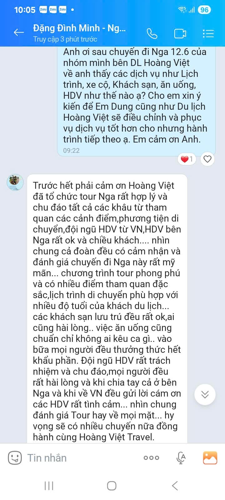 Feedback đoàn Nga khởi hành 12/6