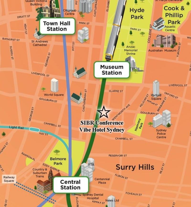 Bản đồ vị trí khách sạn và các ga tàu trung tâm Sydney