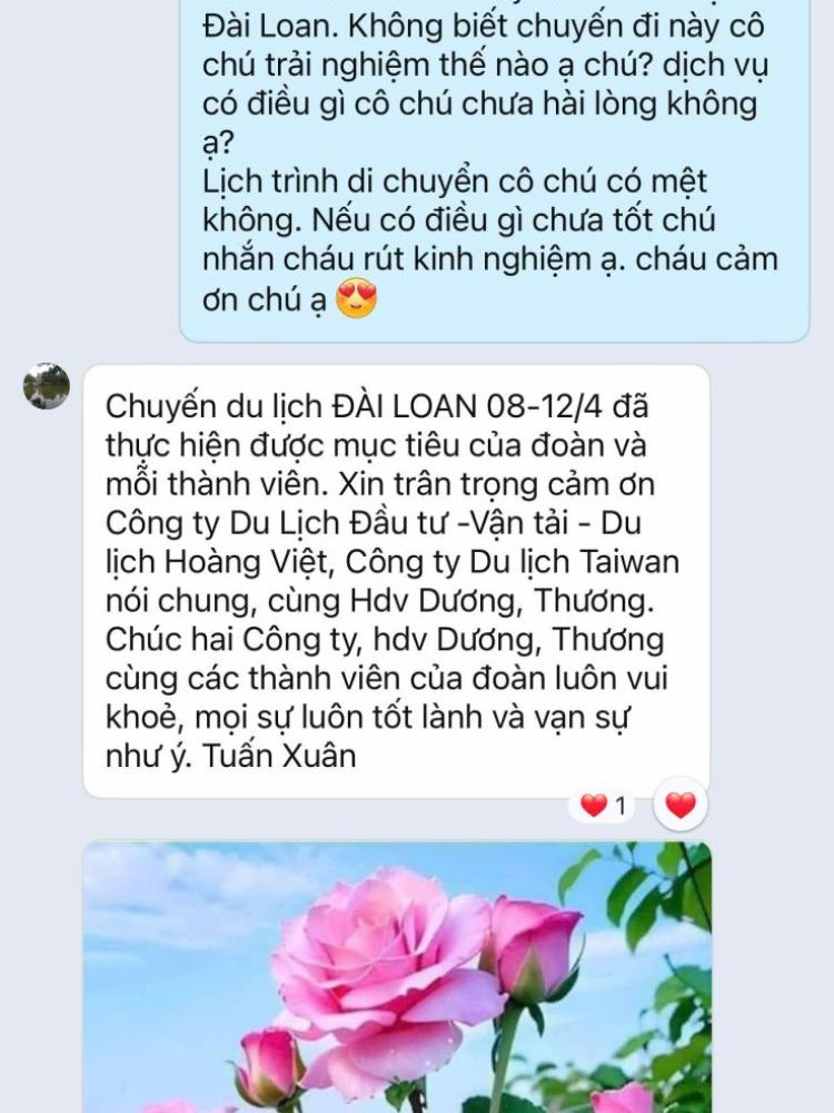 Cảm nhận khách hàng tour Đài Loan 8/4 - 12/4/2026 Cảm nhận khách hàng tour Đài Loan 8/4 - 12/4/2026