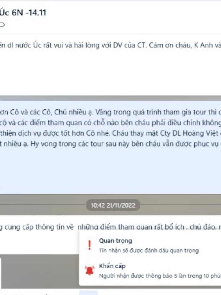 Cảm nhận của khách đi Úc 14/11/2022