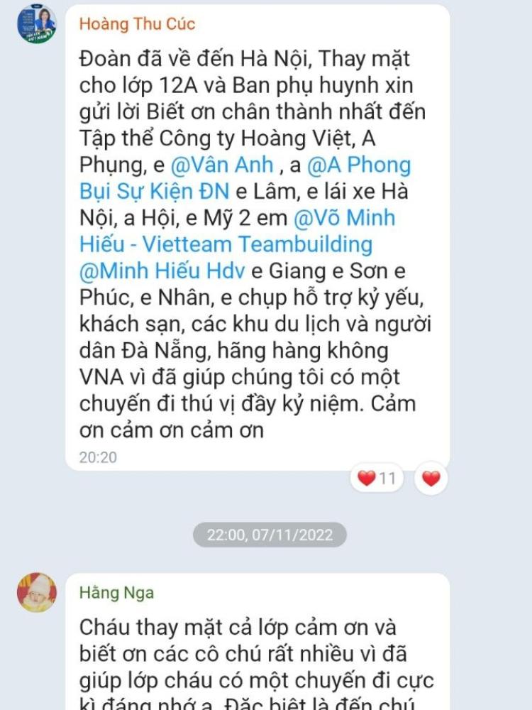Cảm nhận của đoàn Học sinh lớp 12A Hà Nội đi Đà Nẵng tháng 11/2022
