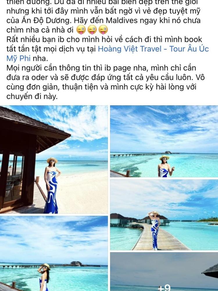 Cảm nhận khách hàng - Diễn viên/người mẫu Lã Thanh Huyền đã có một chuyến đi Maldives khởi hành ngày 26/6/2024 - 30/6/2024 Cảm nhận khách hàng - Diễn viên/người mẫu Lã Thanh Huyền đã có một chuyến đi Maldives khởi hành ngày 26/6/2024 - 30/6/2024