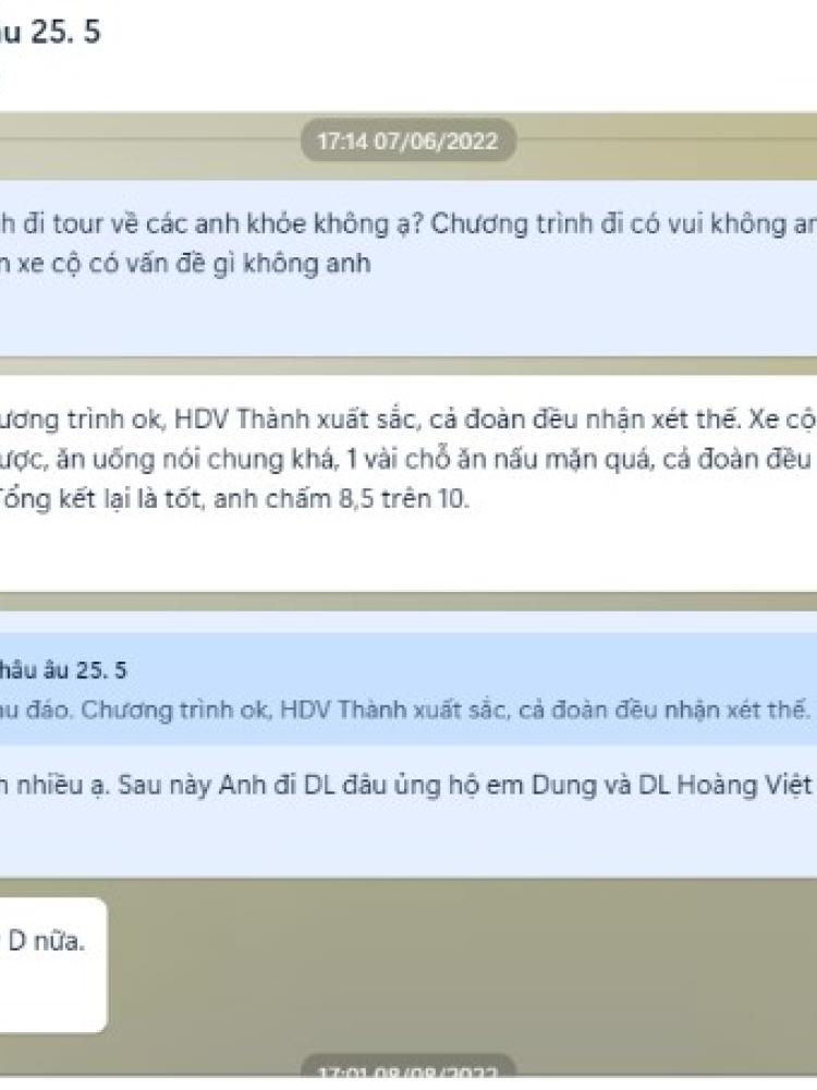 Đánh giá của anh Tuấn đi Châu Âu ngày 25/5/2022