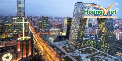tour bắc kinh - thượng hải Tòa nhà CCTV ở Bắc Kinh, với cấu trúc hình chữ U lớn, thể hiện sự sáng tạo trong kiến trúc hiện đại.