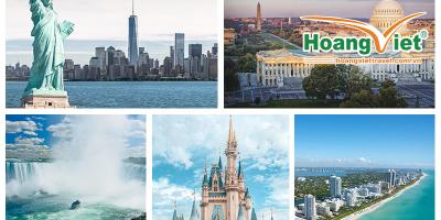 Bức tranh ghép này thể hiện những địa danh nổi tiếng của Hoa Kỳ từ Đông sang Tây: Tượng Nữ thần Tự do bên cạnh đường chân trời thành phố New York, Điện Capitol Hoa Kỳ với Đài tưởng niệm Washington, Thác Niagara, Lâu đài Cinderella và bờ biển Miami Beach.