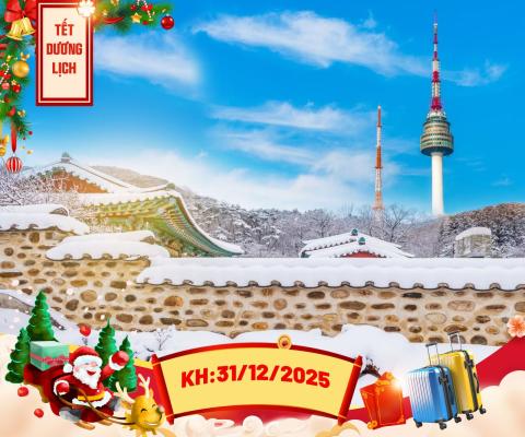 ĐÓN NĂM MỚI 2026 TẠI XỨ SỞ KIM CHI HÀ NỘI - SEOUL- NAMI- LOTTE WORLD-TRƯỢT TUYẾT ELYSIAN BAY JEJU AIR