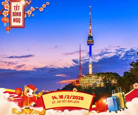 ĐÓN TUYẾT NGUYÊN ĐÁN 2026 TẠI XỨ SỞ KIM CHI HÀ NỘI - SEOUL - LOTTE WORLD - TRƯỢT TUYẾT ELYSIAN - NAMSAN TOWER BAY VIETJET AIR