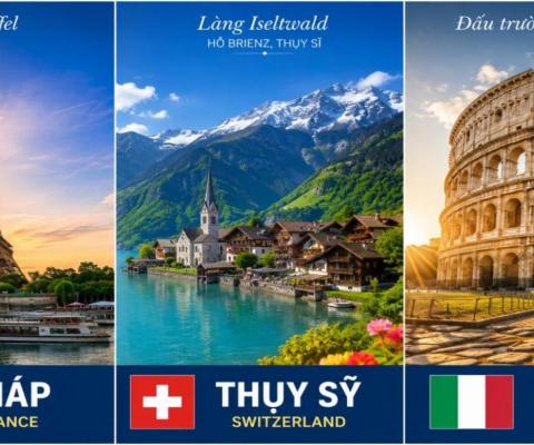 Tour Châu Âu Tết 2027: Pháp - Thụy Sĩ - Ý 10n9d bay QR