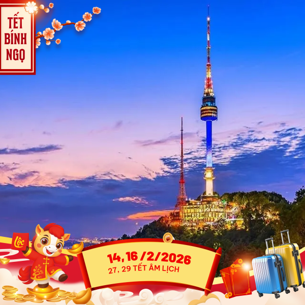 ĐÓN TUYẾT NGUYÊN ĐÁN 2026 TẠI XỨ SỞ KIM CHI HÀ NỘI - SEOUL - LOTTE WORLD - TRƯỢT TUYẾT ELYSIAN - NAMSAN TOWER BAY VIETJET AIR
