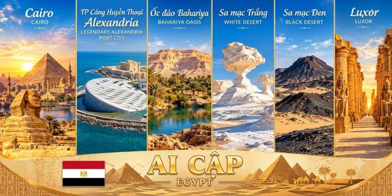 Ảnh tổng hợp các điểm tham quan Ai Cập trong hành trình Cairo, Alexandria, Bahariya, Luxor và Biển Đỏ Ảnh tổng hợp các điểm tham quan Ai Cập trong hành trình Cairo, Alexandria, Bahariya, Luxor và Biển Đỏ