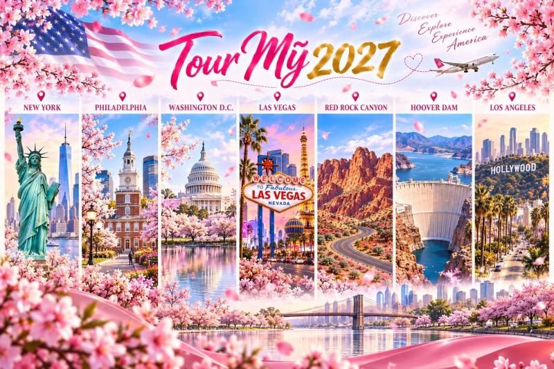 Tour Đông Tây Mỹ 10 ngày 9 đêm mùa hoa anh đào 2027 Tour Đông Tây Mỹ 10 ngày 9 đêm mùa hoa anh đào 2027
