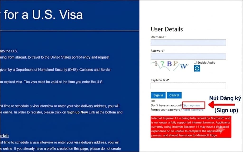 Tạo tài khoản đặt lịch phỏng vấn visa Mỹ trên hệ thống chính thức