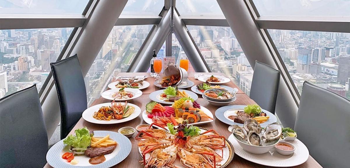 Thưởng thức Buffet giá rẻ tại Baiyoke Sky, nhà hàng xoay 86 tầng cao nhất  Thái Lan