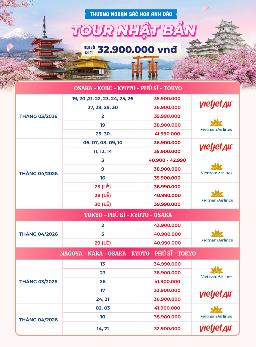 tour nhật bản mùa hoa anh đào - hoàng việt travel
